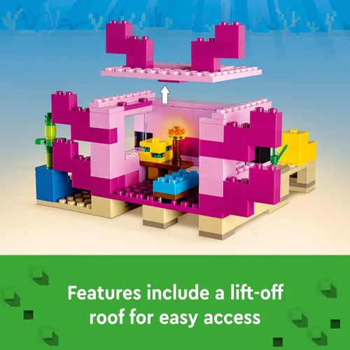 Miniatura 5 de LEGO Minecraft The Axolotl House 21247 - Juego de juguetes de construcción, aventuras creativas en una colorida base submarina, incluye un