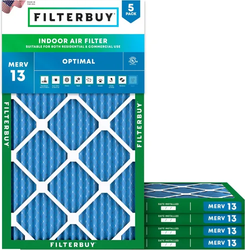 Miniatura 13 de Filterbuy Filtro de aire de 8 x 14 x 1 pulgadas MERV 13 de defensa óptima (paquete de 5), filtros de aire de repuesto plisados HVAC para calderas