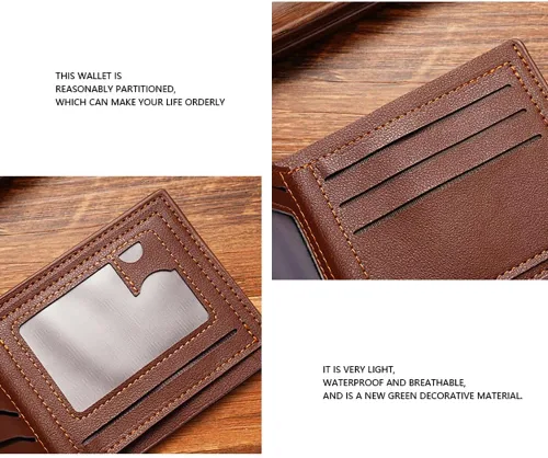 Miniatura 44 de Cartera delgada para hombre con monedero, cartera minimalista con cremallera, carteras plegables para hombre con tarjetero de crédito, cartera