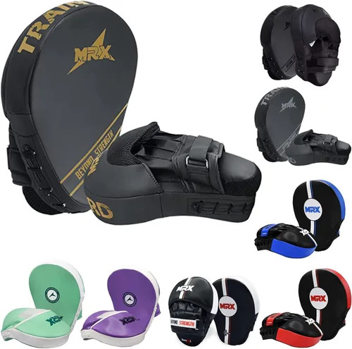 Miniatura 15 de MRX Gel Tech - Gancho de boxeo y almohadillas de Jab MMA Focus Guantes de entrenamiento Thai Kick Strike Shield Curvo Negro/Blanco