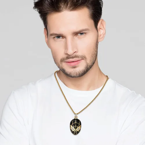 Miniatura 2 de Marvel Jewelry for Men, Spiderman, Black Panther Sterling Silver Cubic Zirconia Pendant Necklaces, 24" Box Chain
