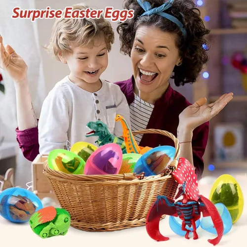 Miniatura 9 de OCATO Huevos de Pascua rellenos de juguetes de dinosaurio, huevos de dinosaurio deformación gigantes, rellenos de huevos de Pascua, rellenos