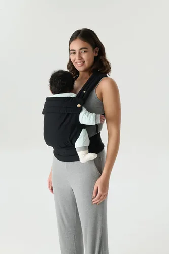 Miniatura 2 de Portabebés ergonómico para recién nacidos a niños pequeños, ligero y transpirable de algodón para comodidad con manos libres (negro)
