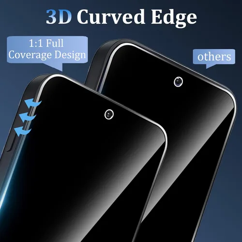 Miniatura 7 de Paquete de 3+2 protectores de pantalla de privacidad para Oneplus 15 con protector de cámara, vidrio templado de cubierta completa, antiespías