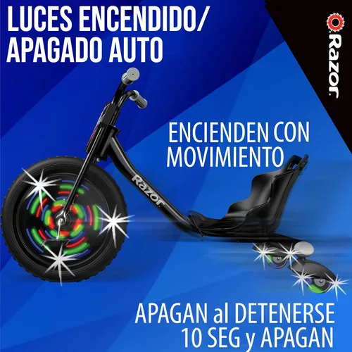 Miniatura 4 de Razor RipRider 360 Lightshow – Triciclo con ruedas traseras y con luces multicolor activadas por movimiento, triciclo de tres ruedas para derivar