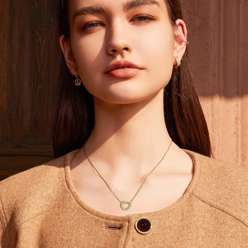 Miniatura 2 de Valloey Rover Collar con colgante de lunares pequeños, delicado collar de plata de ley chapada en oro de 14 quilates, collar de gargantilla