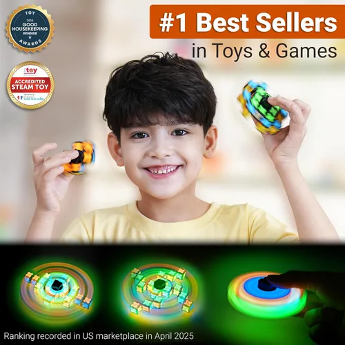 Miniatura 2 de TOSY Spinner Fidget Magnético que Brilla - 16 Bloques, Juguete 3 en 1: Spinner Fidget Transformable, Cubo Infinito/Rompecabezas, Brillante, Rellenos