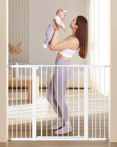 Miniatura 10 de keny Puerta de bebé de 29.7 a 46 pulgadas para escaleras, puertas de perro con cierre automático para puertas, montada a presión, sin perforación