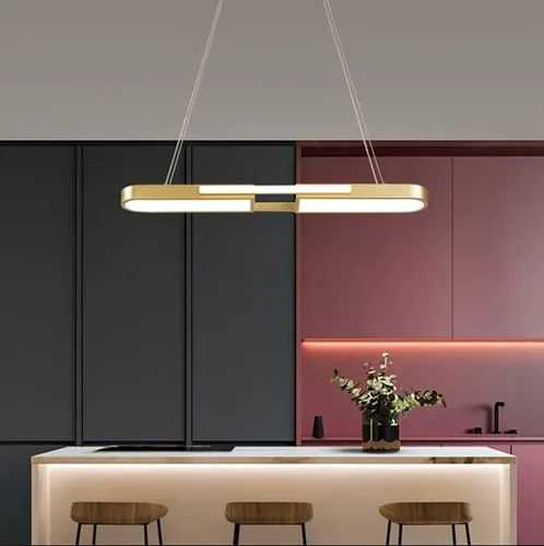 Miniatura 4 de Genérico Araña moderna, Lámpara LED de atenuación de la mesa de comedor de hierro forjado ovalada luces colgantes rectángulo restaurante colgante