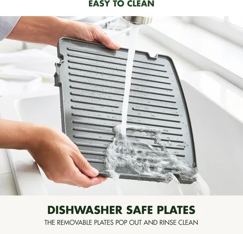 Miniatura 9 de GreenPan Elite Parrilla de Contacto y Plancha Multifunción 7 en 1, Antiadherente Cerámico Saludable, Placas para Parrilla y Waffle, Tono y Blanco