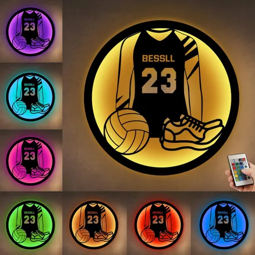 Miniatura 32 de Letrero de metal de jersey deportivo personalizado con luz LED, nombre y número personalizado, letrero de neón con nombre personalizado, decoración