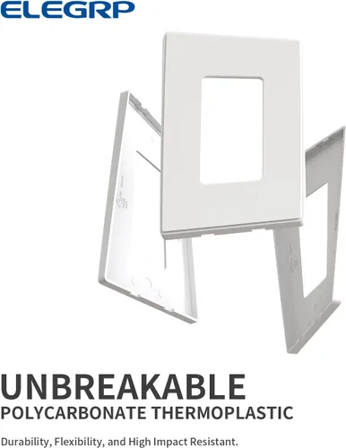 Miniatura 4 de ELEGRP Placas decorativas de pared sin tornillos, de tamaño mediano, cubierta termoplástica irrompible para interruptor de salida de receptáculo