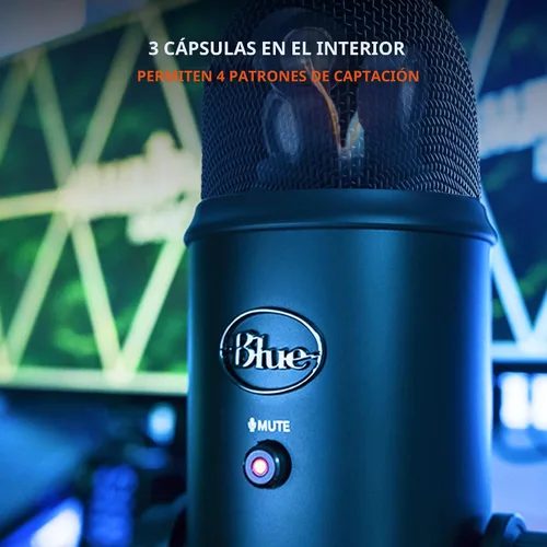 Miniatura 6 de Blue Yeti USB Mic para grabar y transmitir en PC y Mac, 3 cápsulas de condensador, 4 patrones de captación, salida de auriculares y control