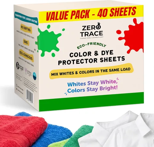 Zero Trace Atrapasadores de color para lavandería – Protege la ropa con colector de tinte de color, removedor de corridas, agarre de color y