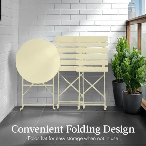 Miniatura 5 de Best Choice Products Juego de 3 piezas de bistró, diseño plegable que ahorra espacio, acero sólido, juego de muebles de patio al aire libre con 2