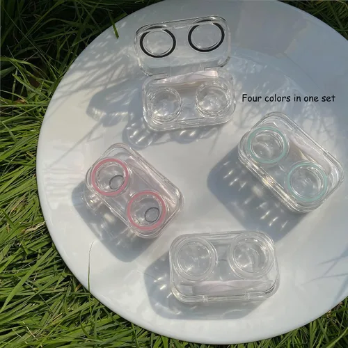 Miniatura 6 de 4 fundas para lentes de contacto, colorido soporte para lentes de contacto, kit de almacenamiento portátil para exteriores para viajes y hogar, claro