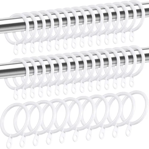Miniatura 10 de Shappy Paquete de 40 anillos de metal para cortinero con ojales de diámetro interno de 0.98 pulgadas, se adapta a cortineros de hasta 0.7 pulgadas
