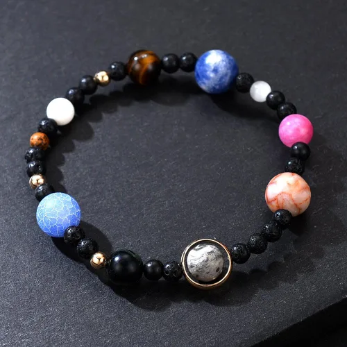Miniatura 21 de Pulsera de cuentas de piedra para mujer, diseño de galaxia del universo de 8 planetas o 9 planetas en el sistema solar, pulseras de estrella