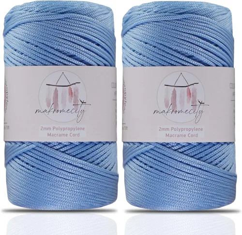 Makromecity, 2 carretes de cordón de macramé de poliéster de 2 mm x 250 yardas (750 pies) de 2 mm de cordón de polipropileno para macramé, ideal
