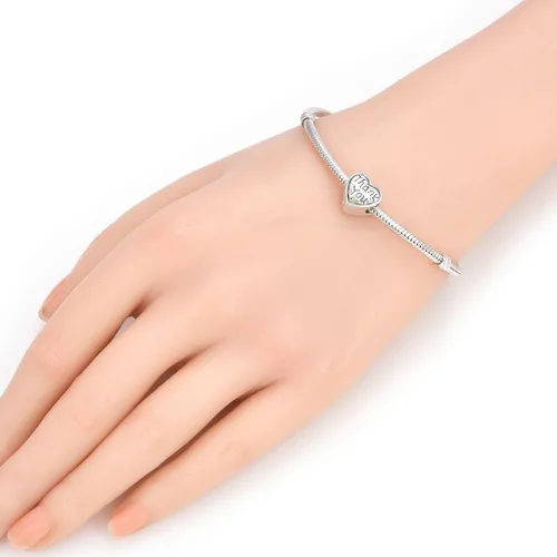 Miniatura 3 de Adabele Pulsera de plata de ley maciza hipoalergénica con forma de corazón para todos los demás, collar de pulsera para mujer, regalo personalizado