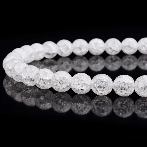 Miniatura 15 de RUBYCA Natural AAA Grado Blanco Claro Cuarzo Cristal Crackle Redondo Perlas Joyería Fabricación 1 Strand 0.157 in