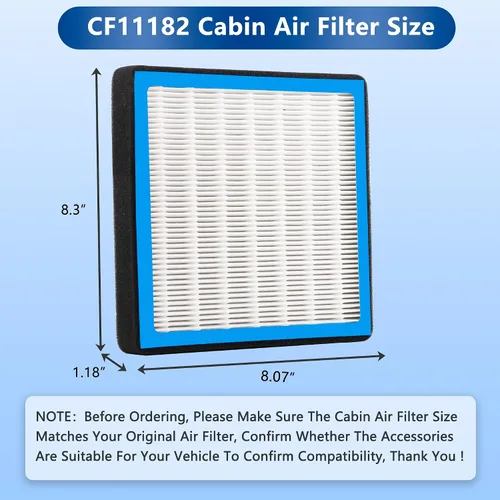 Miniatura 6 de CF11182 Filtro de aire de cabina con carbón activado para Honda Civic, Clarity, CR-V CRV, CR-Z CRZ, Fit, HR-V HRV, Insight, Odyssey y Acura RDX, TLX