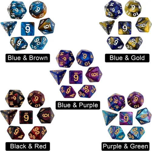 Miniatura 2 de DND - Juego de dados de poliedro de doble color para Dungeons and Dragons D&D RPG MTG Juegos de mesa D4 D6 D8 D10 D% D12 D20 25 colores con 1 bolsa