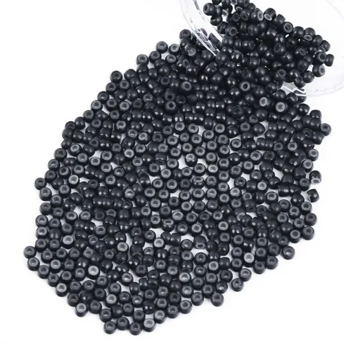 Miniatura 30 de Vlasy 100 Piezas Cuentas de Nano Anillo con Forro de Silicona para Extensiones de Cabello Humano con Nano Anillo 5 Colores Opcionales (Negro)