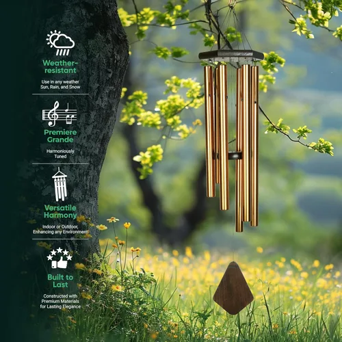 Miniatura 6 de Nature's Melody Premiere Grande Tunes Campanillas de Viento – Campanillas de Viento para Exteriores con 6 Tubos Afinados en Escala Pentatónica
