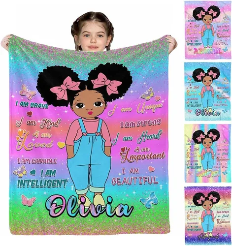Miniatura 17 de D-Story Mantas personalizadas, mantas personalizadas con nombre, manta americana, manta africana para niña, mantas personalizadas para niños