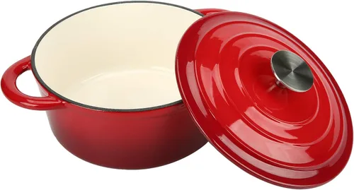 Miniatura 11 de COOKWIN Olla de hierro fundido esmaltada con tapa antiadherente, olla recubierta de esmalte antiadherente, azul, 3 QT