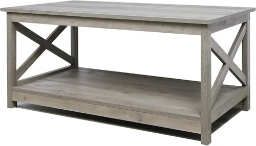 Miniatura 5 de Mesa de centro Rainbow Sophia, mesa de centro moderna de estilo casa de campo con almacenamiento de 2 niveles, 40 pulgadas, roble lavado Washed Oak