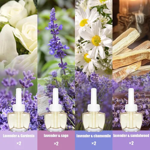 Miniatura 3 de Plug-In - Paquete de 8 repuestos para ambientador, aroma de verano para dormir, aceite esencial de lavanda infundido con gardenia, salvia
