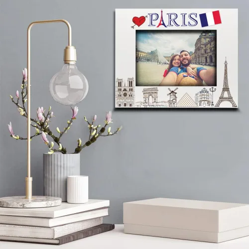 Miniatura 3 de BELLA BUSTA -Marco de fotos de París-boda, luna de miel, vacaciones en París- Torre Eiffel con impresión UV, juego de diseño de símbolos de París