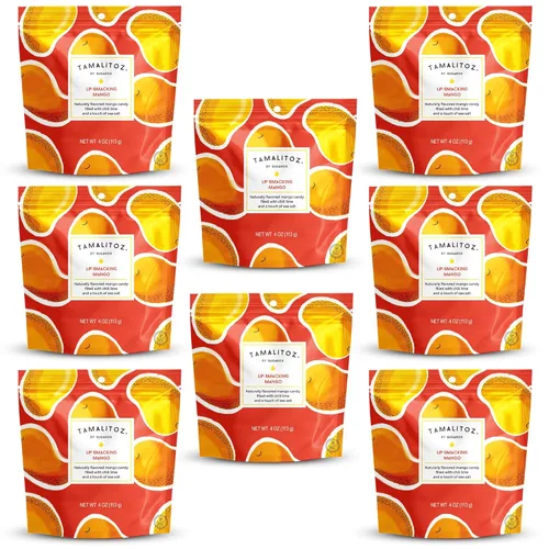 Tamalitoz - Mango para masticar labios, caramelo duro mexicano de mango picante relleno de chile, lima y sal marina, caramelo de fruta hecho a mano,