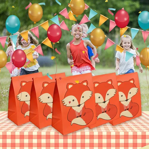 Miniatura 4 de YYMYMGJ Paquete de 24 bolsas de regalo de Fox para fiesta de cumpleaños, suministros de decoración de baby shower