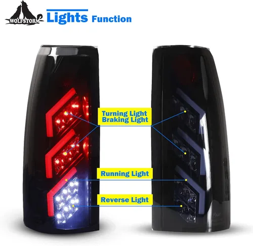 Miniatura 5 de WOLFSTORM Luces traseras LED compatibles con Chevy Suburban 1992-1999, GMC K/C 1988-1999 (1500/2500/3500)/1992-1999 GMC Yukon, Chevy Blazer Lente