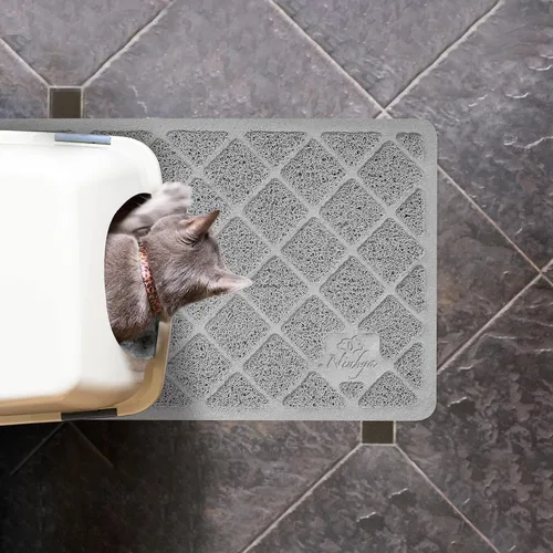 Miniatura 2 de Niubya Tapete de arena para gatos de alta calidad, tapete para caja de arena con respaldo antideslizante e impermeable, tapete suave para patas
