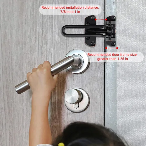 Miniatura 4 de WellMade Pestillo de bloqueo de puerta de barra oscilante, pestillo de seguridad de puerta para seguridad de los niños y seguridad del hogar, cierre
