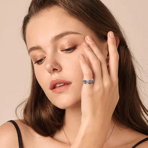 Miniatura 4 de Sanfenly 6 anillos giratorios de acero inoxidable para mujeres y hombres anillos antiansiedad anillo de luna estrella arena acabado explosivo alivio