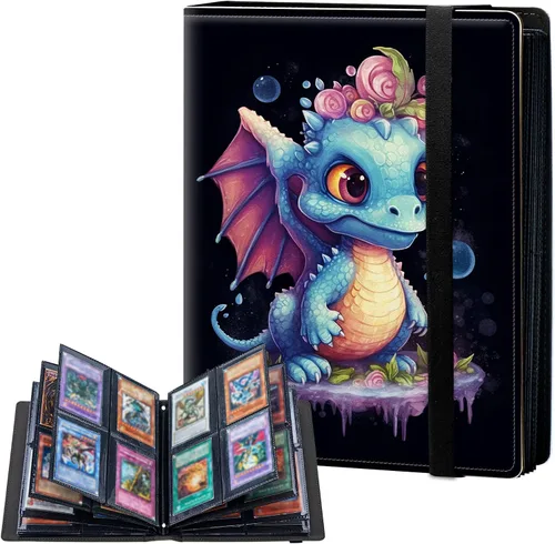 Miniatura 13 de Carpeta de tarjetas de 4 bolsillos con capacidad para 160 tarjetas, carpeta de álbum de coleccionista de libros de tarjetas para Yugioh, MTG, TCG