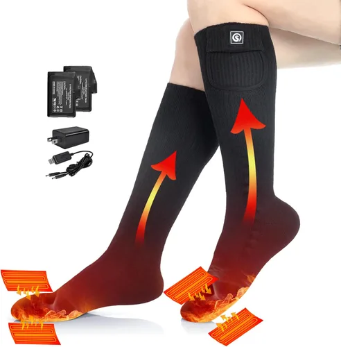 SAVIOR HEAT Heated Socks for Men Women, 150℉ Fast Heating Electric Ski Socks, 7.4V 2200mAh Rechargeable Battery Powered, Carbon Fiber Toe Warmers