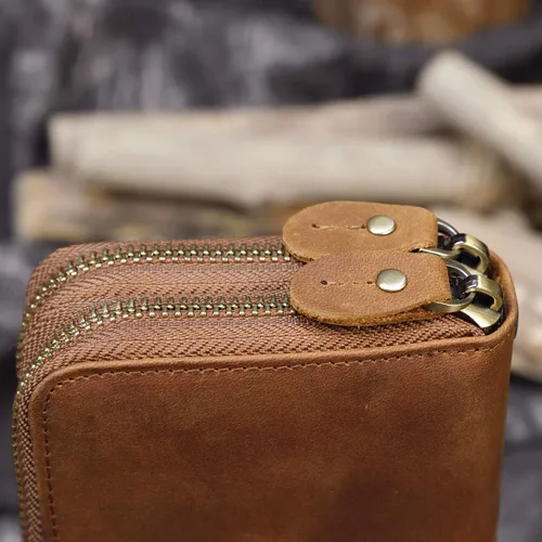 Miniatura 9 de LUUFAN Billetera larga de cuero genuino para hombre, cartera plegable grabada