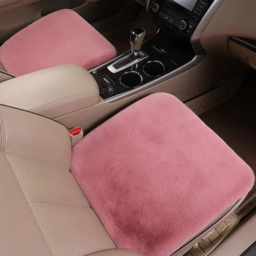 Miniatura 7 de LoveisLove Cojín de asiento de automóvil para asiento de conductor, almohadilla de asiento de felpa sintética, suave, cómoda, cálida, silla de Negro