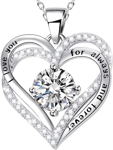 Miniatura 8 de Collares de corazón para mujer como regalo de Navidad para ella, collares rojos con texto en inglés "I Love You" como regalo de cumpleaños