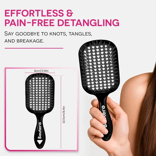Miniatura 3 de Bautero Cepillo desenredante para cabello grueso y rizado, desenredante sin dolor para cabello natural enrollado 4C, reduce la rotura y el Juni