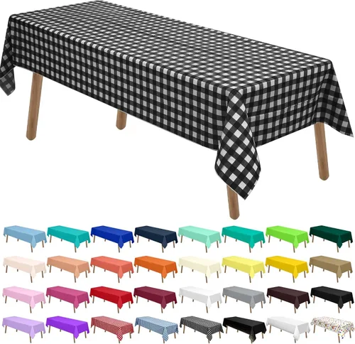 Miniatura 20 de Manteles de Plástico Azul Claro Paquete de 2 Cubiertas de Mesa Desechables 54 x 108 Pulgadas Manteles para Baby Shower Fiesta PEVA Manteles Azul