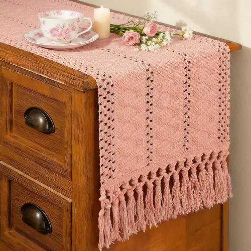 Miniatura 13 de FEXIA Camino de Mesa Negro con Borlas de 72 Pulgadas Macramé Boho Estilo Granja Camino de Mesa para Decoración de Dormitorio y Comedor