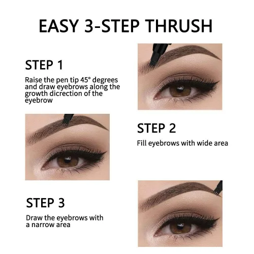Miniatura 5 de Lápiz de cejas Microblading con 4 puntas de tenedor, crea maquillaje duradero, cubierta de lápiz de cejas natural profesional, áreas dispersas