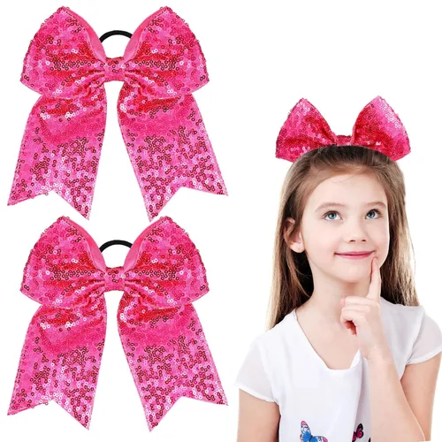 Miniatura 21 de 2 paquetes de lazos grandes para animadoras de 8 pulgadas con soporte para coleta, lazos grandes para el cabello para uniformes de sóftbol para Negro